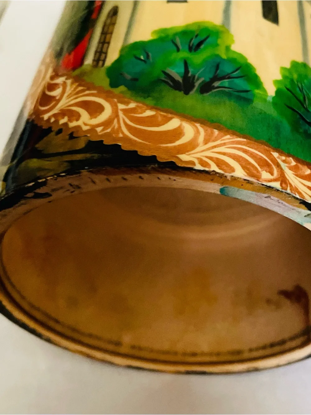 Vintage-Wine&Roses-Russian lacquered handmade wood vodka/wine bottle cover